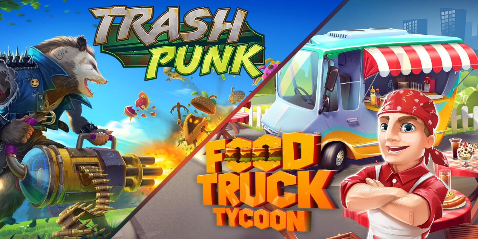 2 in 1: Trash Punk & Food Truck Tycoon