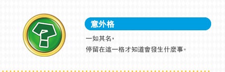 意外格 一如其名，停留在這一格才知道會發生什麼事。