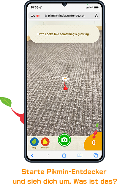 Starte Pikmin-Entdecker und sieh dich um. Was ist das?