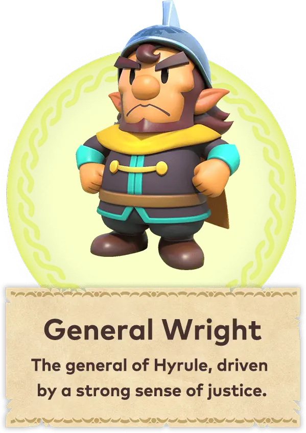 GENERAL WRIGHT:The general of Hyrule, driven by a strong sense of justice.