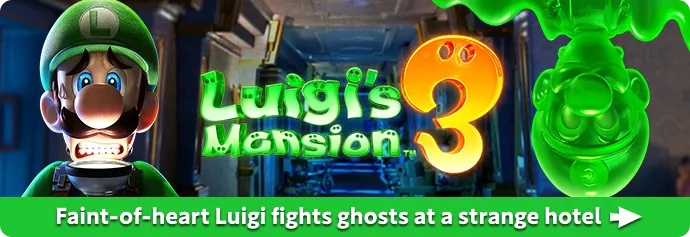 Faint-of-heart Luigi fights ghosts at a strange hotel