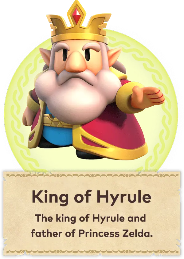 King of Hyrule:The king of Hyrule and father of Princess Zelda.